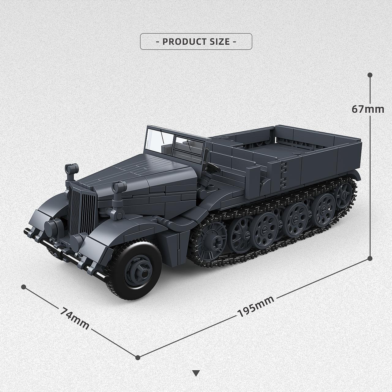 

726 шт. Вторая мировая война Армия Военные Солдаты SWAT Sd.Kfz.9 Famo Бронированный Транспорт Сборные Строительные Блоки Кирпичи Детские Игрушки