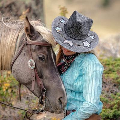 Straw Western Cowboy Hat for Women Girls Shapeable Cowgirl Hat Vintage Summer Woven Sun Hat for Music Festival Party Beach