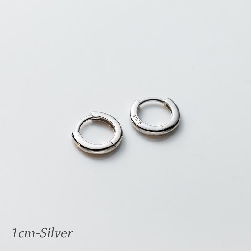 

925 Sterling Silver Simple Circle Ear Buckle14mm - 18mm Platinum Plated Hypoallergenic Hoop Earrings For Women Jewelry