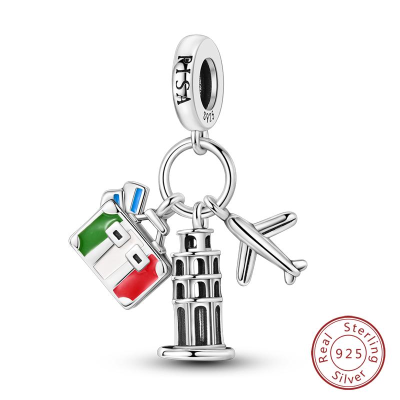 Copper Famous Attractions Eiffel Tower Church Luminous Charms Pendants Fit Qikaola Original Bracelets Diy Jewelry