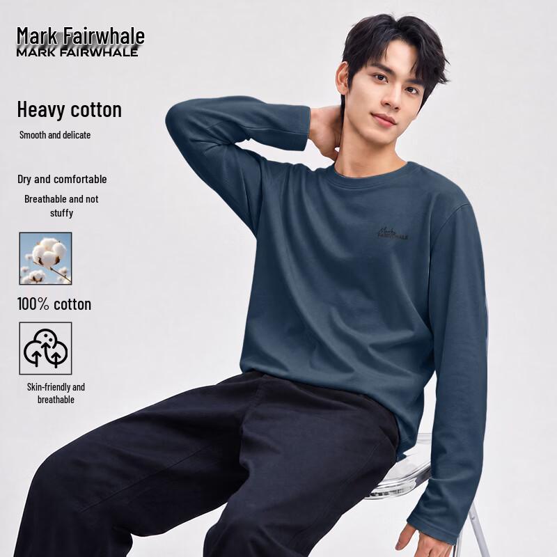 MARK FAIRWHALE Men's Heavyweight Cotton Long Sleeve T-Shirt