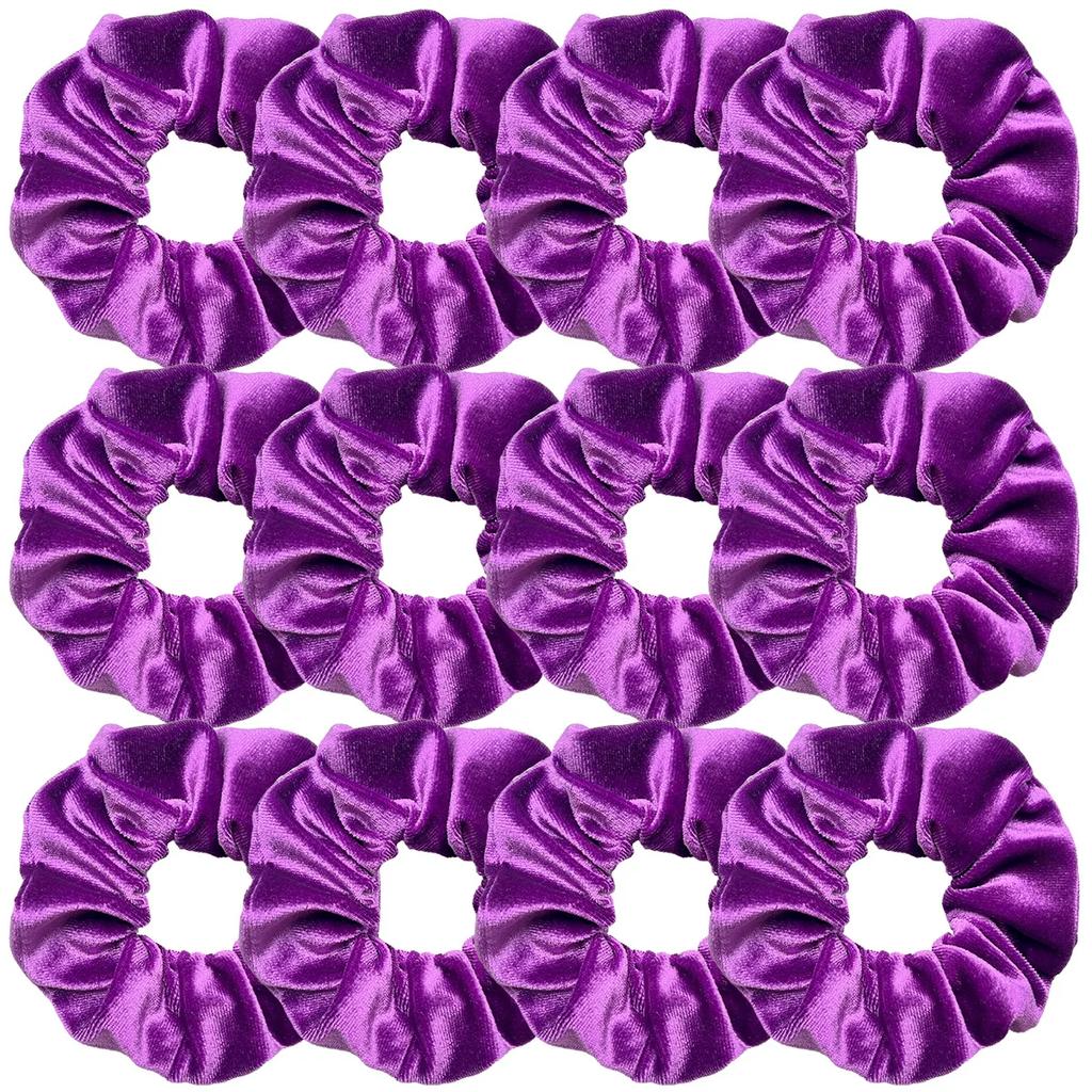 12pcs Vintage Women Pink Velvet Scrunchies Baby Girls Headwear White Black Blue Green Elastic Hair Bands Kids Hair Accessories