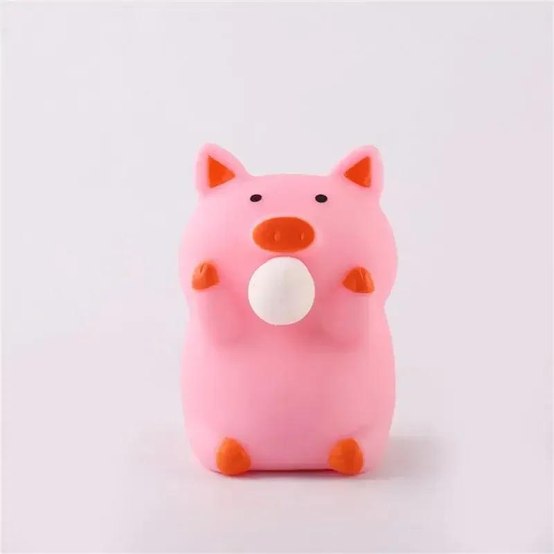 Cartoon TPR Pig Spit Bubbles Pinch Music Vent Toys Squeeze Bubbles Decompression Release Artifact Doll Kid Adult Stress Relief