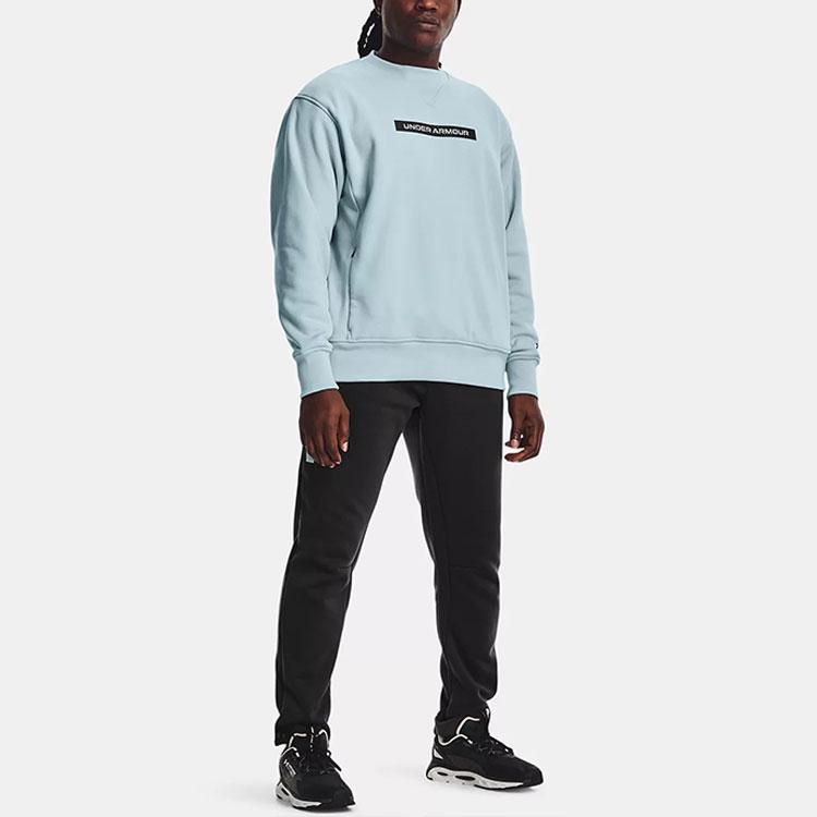 Under Armour Logo Print Fleece-Lined Pullover Sweatshirt Men Tops Wave-Blue 1366440-478