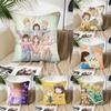 Skip And Loafer Youth Campus Animation Pillow Case Square Pillow Bedroom Sofa Leisure Comfort Living Room Home Decoration 40X40