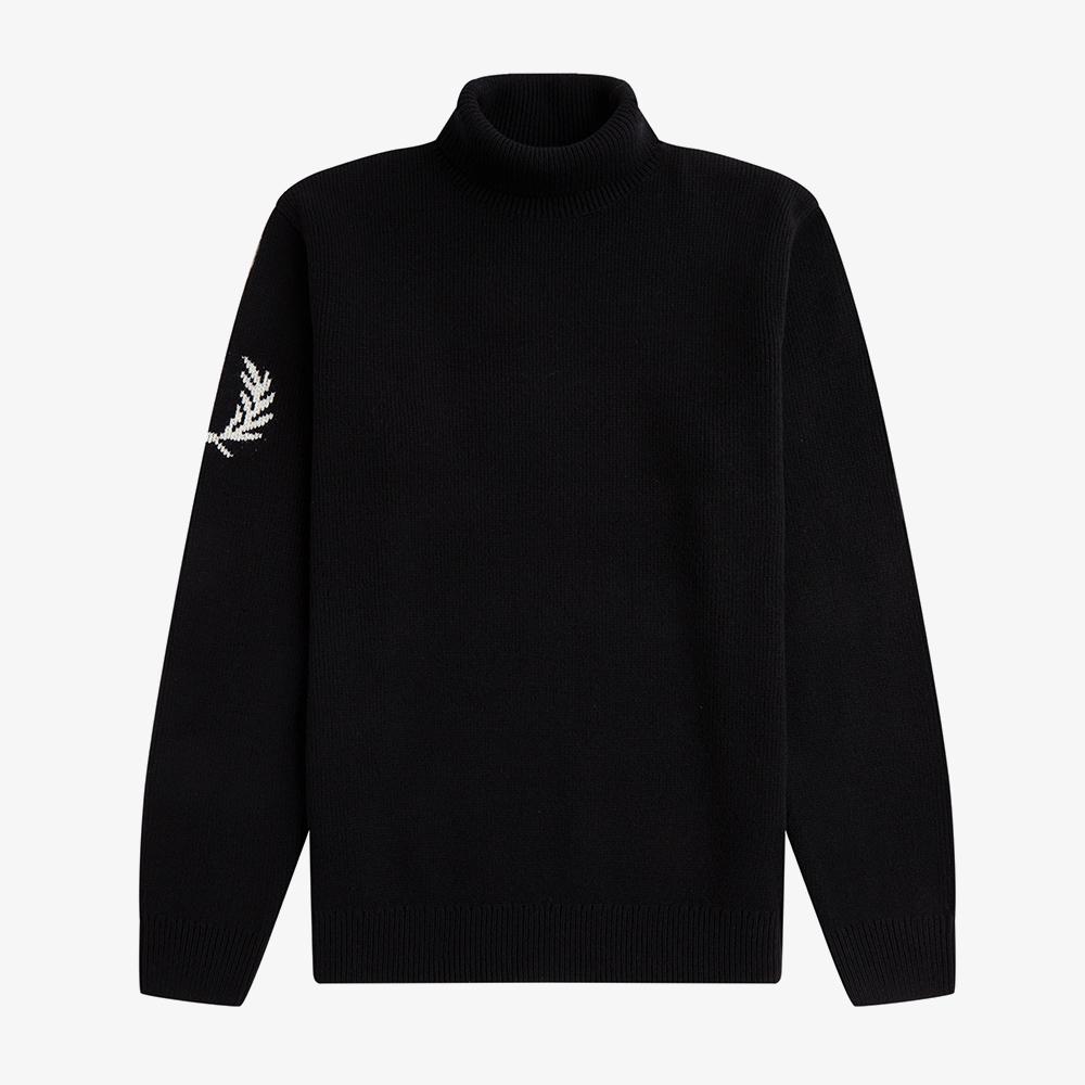Fred Perry [Sharp] Laurel Wreath Roll Neck Knit (102) Afpm2336544-102 Black/M