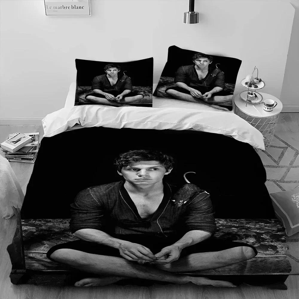 Cute Evan Peters Movie TV Actor Comfortable Duvet Quilt Cover Pillowcase Bedding Set Children Bedroom Decoration Home Textile
