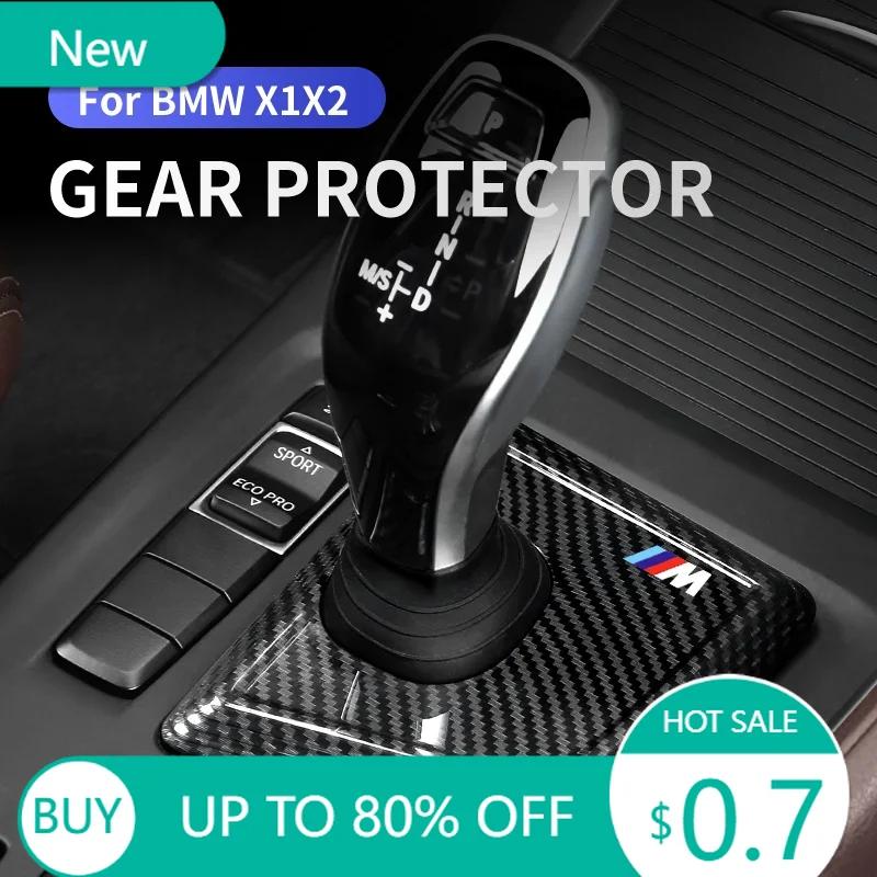 ZUWG9 New For BMW X1 X2 F48 F39 Carbon Black Car Gear Panel Cover Trim Gear Shifter Knob Boot Cover Auto Interior Decoration Acce