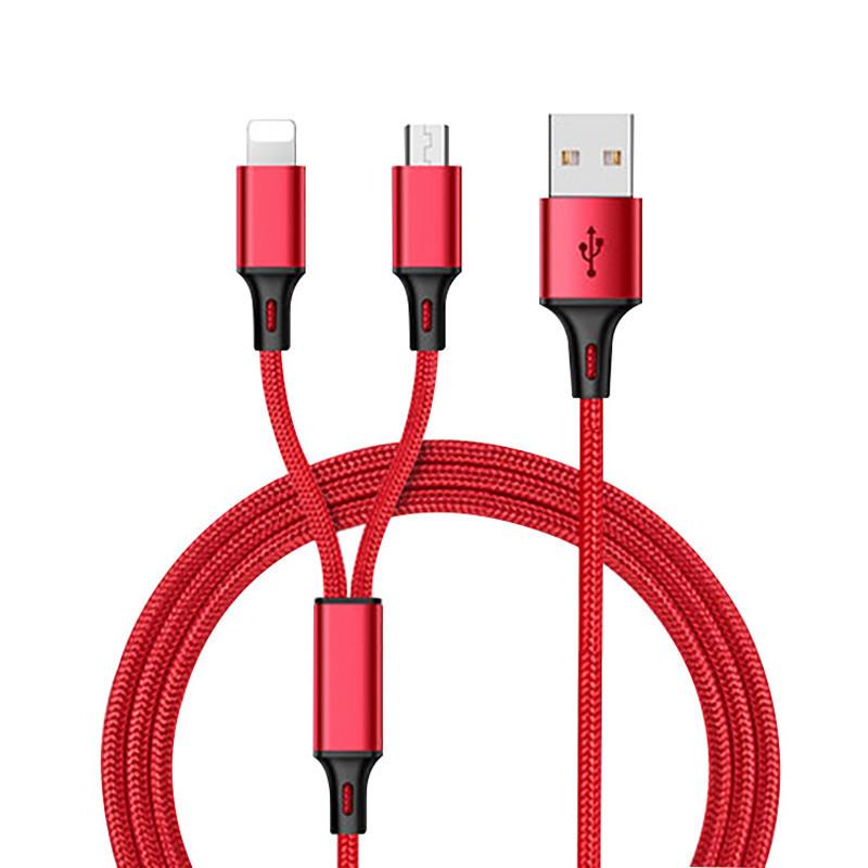 Durable Handset Data Line Double Metal Woven Nylon Data Cable For Apple And Android Devices