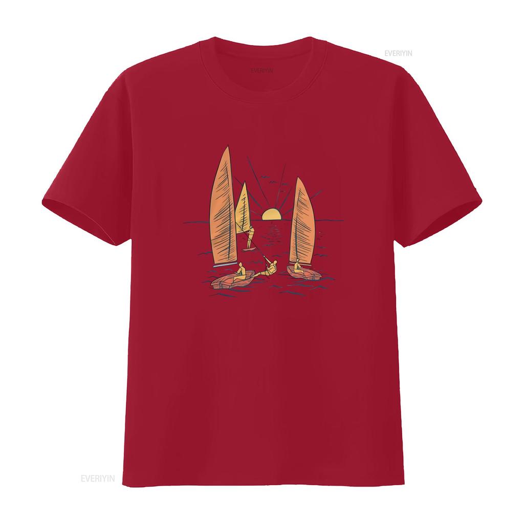 Hawaii Sailboats Nautical Theme Sailing Boat Island Surf Sailors T Shirt Top Vintage Washed Homme Comfortable Unisex Breathable