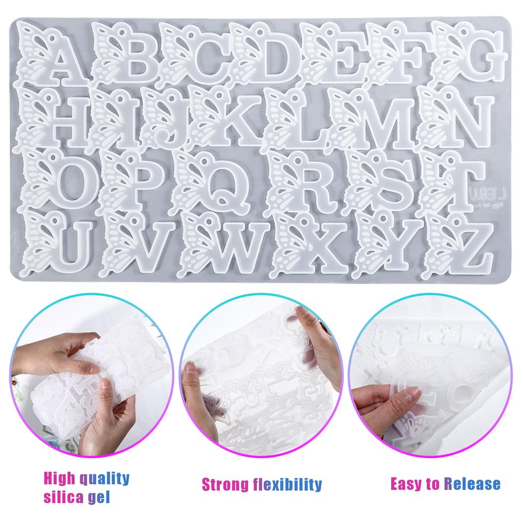 Butterfly Alphabet Silicone Mould DIY Alphanumeric Pendant Resin Mould Keychain Earrings Epoxy Jewellery Craft Casting Moulds