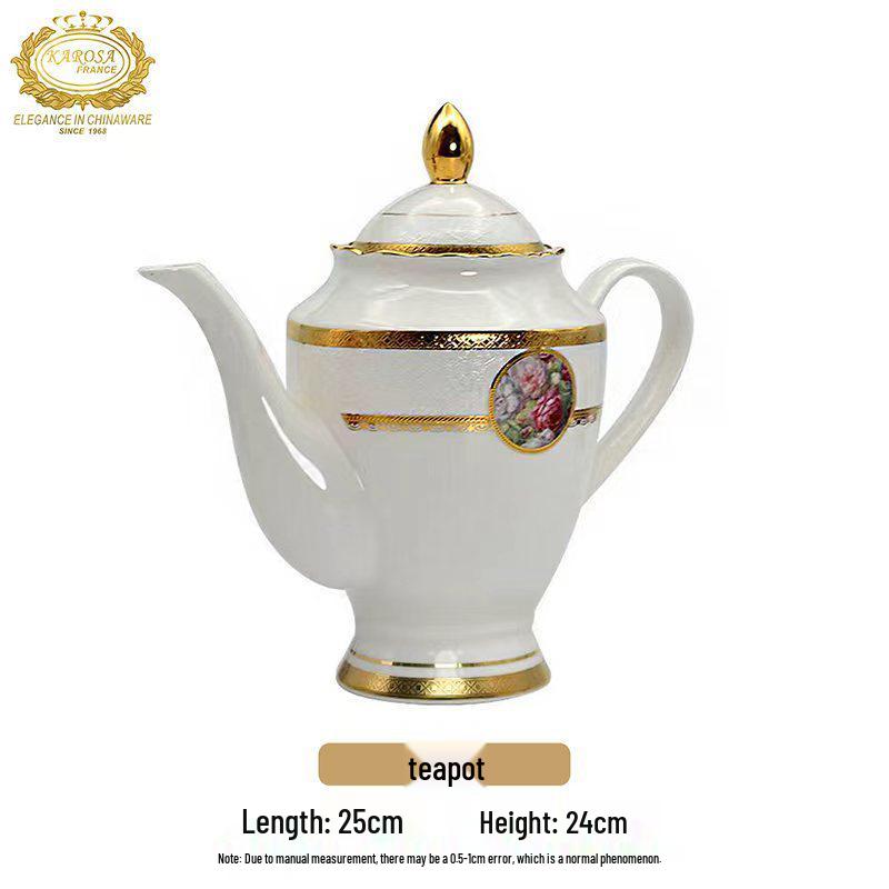 Karosa European Exquisite Ceramic Coffee Set with Gold Rim Bone China Cups and Saucers