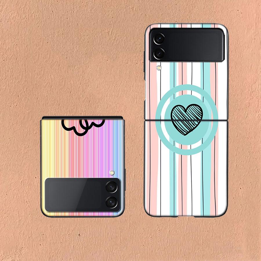 Rainbow Gradient Love Coque For Samsung Z Flip7 6 Galaxy Case Shockproof Z Flip5 Z Flip3 4 5G Hard Cover Phone TPU PC Hard Fund