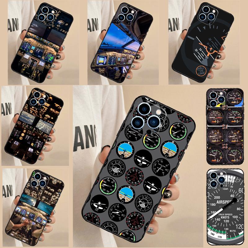 Cockpit-Schutzhülle mit Fluginstrumenten-Motiv für Samsung Galaxy S24 FE, S20 FE, S21, S22, S23, S25, S26 Ultra, S10 Plus, S25 FE