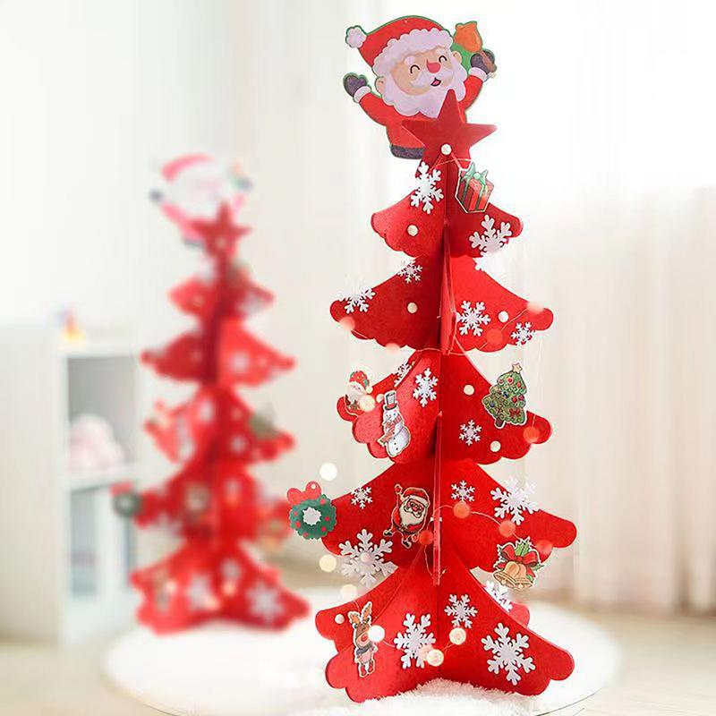 Felt Christmas Tree Set With Led String Light Toddler Christmas Tree With Felt Christmas Ornaments Christmas Tree Wall Decal 55cm