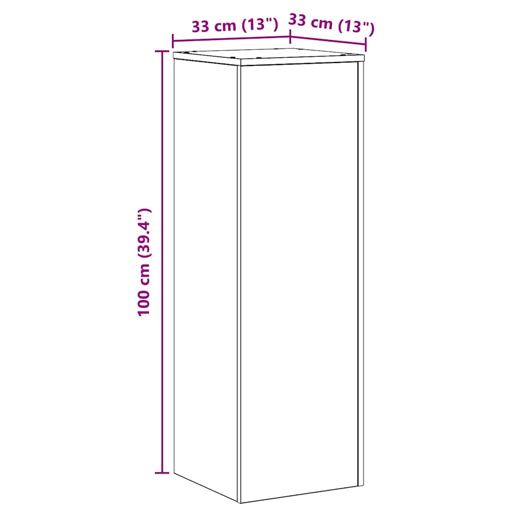 Plantenstandaard met Rustieke Houtlook 33 x 33 x 100 cm Bewerkt Hout
