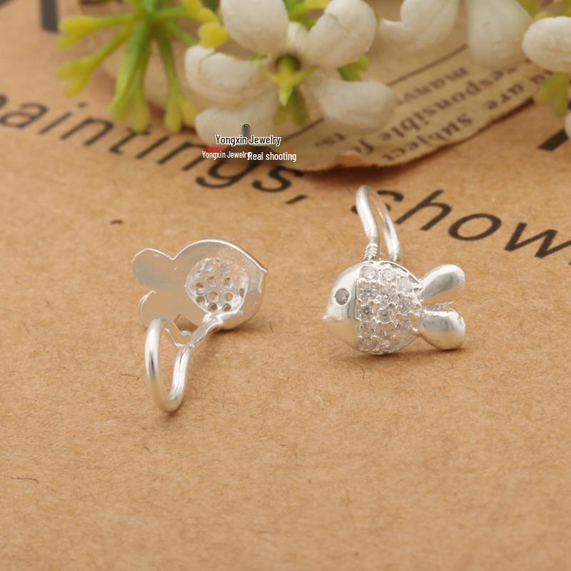 Clownfish Design 999 Pure Silver & Zirconia Hook Earrings for Women - Breathable, Anti-Allergenic, and Comfortable.