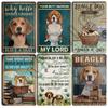 Funny Beagle Dog Metal Tin Sign Plate Retro Art for Bathroom Kitchen Restaurant Dessert Shop Pet Shop Farmhouse Home Room Decor