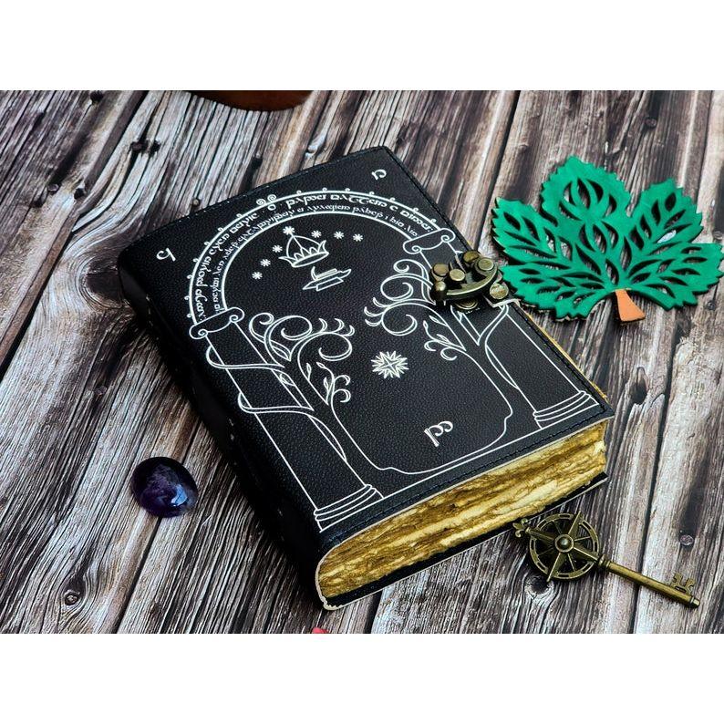 Leather Journal, Doors of Durin, Tolkien Lord of the Rings, Gift for him, gift for her, Book of shadows, fantasy journal, wedding guest book
