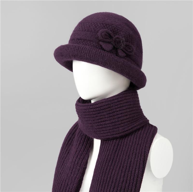 Ji Grandma Hat Warm Rabbit Fur Hat Female Old Lady Mother Hat Fleece Basin Hat