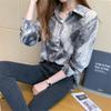 Frühlings-Lockeres Damen-Shirt mit Tintenspritzer-Print, langärmeliges Damen-Shirt, Langarm, Umlegekragen, Blusas Mujer De Moda 2022