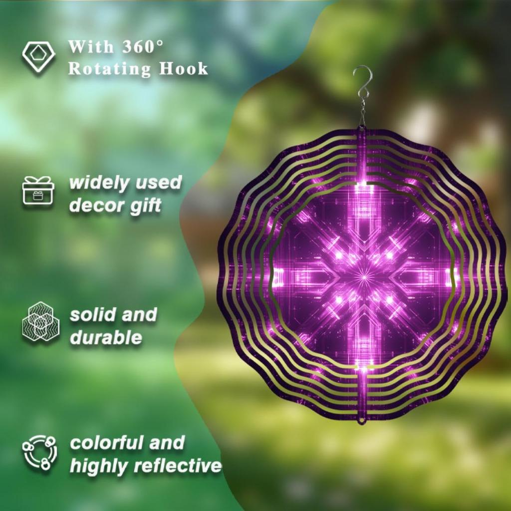 Vibrant Purple Light Metal Wind Spinner for Garden Patio Decor 360 Rotating Hook No Electricity Needed All Seasons Gift Modern Ornament