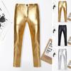 Men Trousers Solid Color Skinny Fit Elastic All-Match Comfortable Fashion Nightclub Party