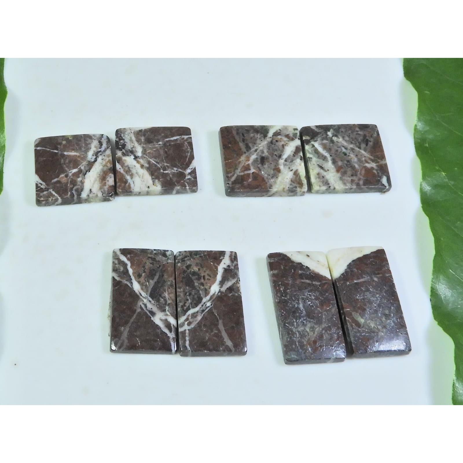 

16X16-11X21MM Natural Zebra Jasper Matched Pair Loose Gemstone 4 Pair Lot A-153