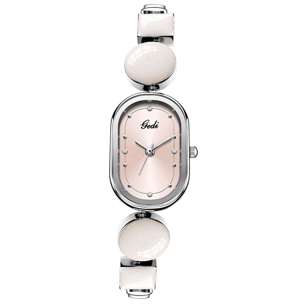 Gedi Artistic Elliptical Womens Quartz Watch With Decorative Dial For Fashion Ladies