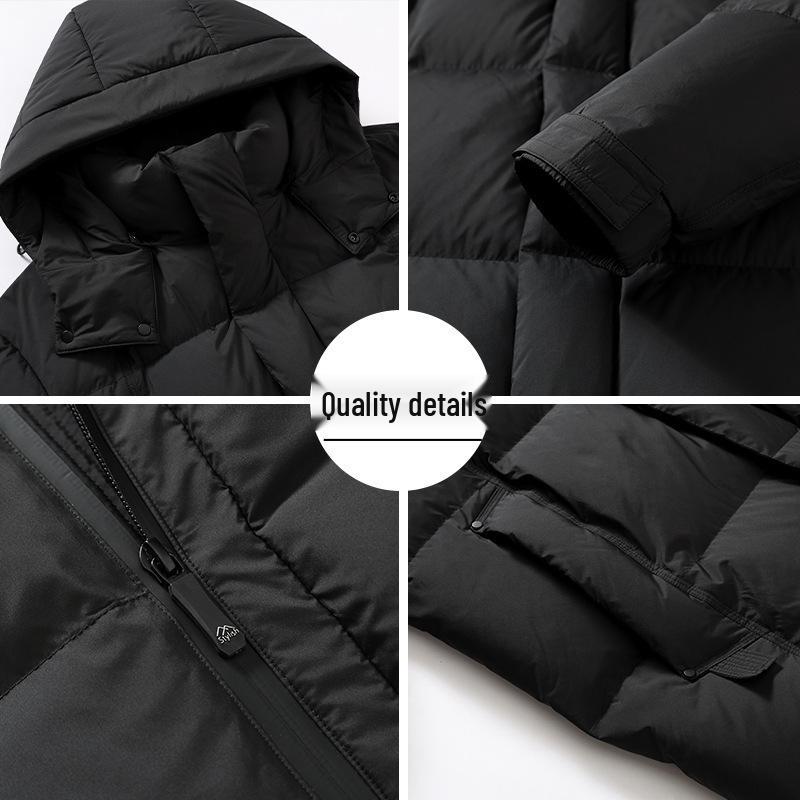 Men's Thickened Long Down Jacket - Winter Casual Over-the-Knee 90% White Duck Down Coat