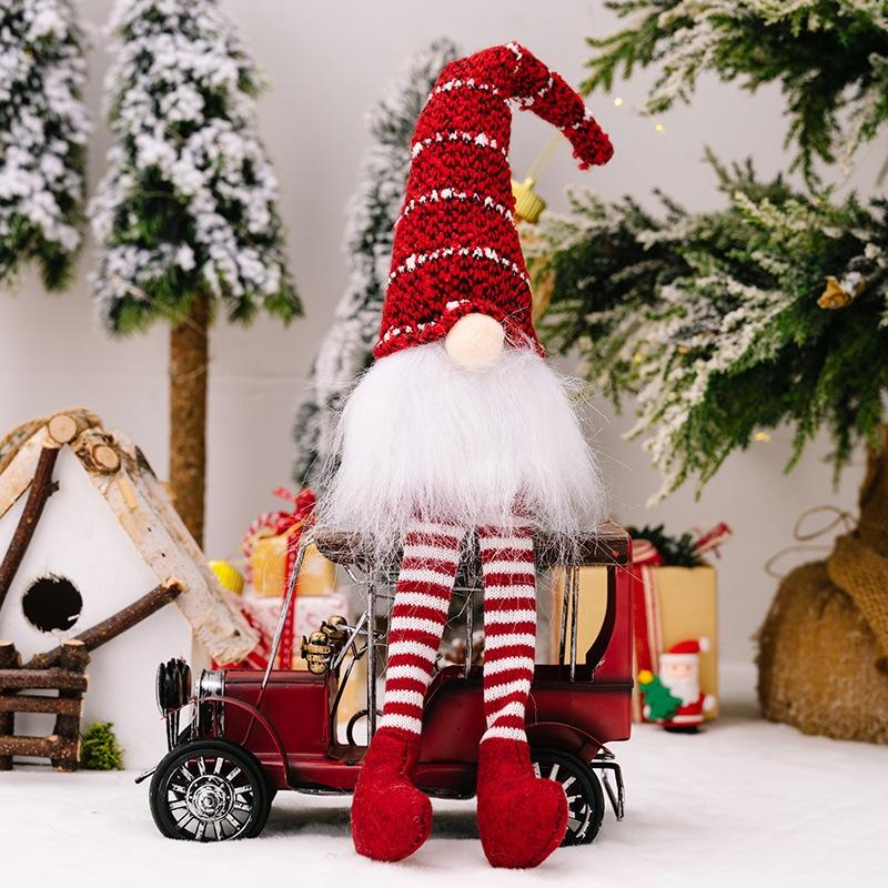 

Christmas Long Leg Doll Gnome Plush Hand Knitted Ornament Faceless Doll Crafts Xmas Tree Decor Home Table Decor New Year Gift червоний