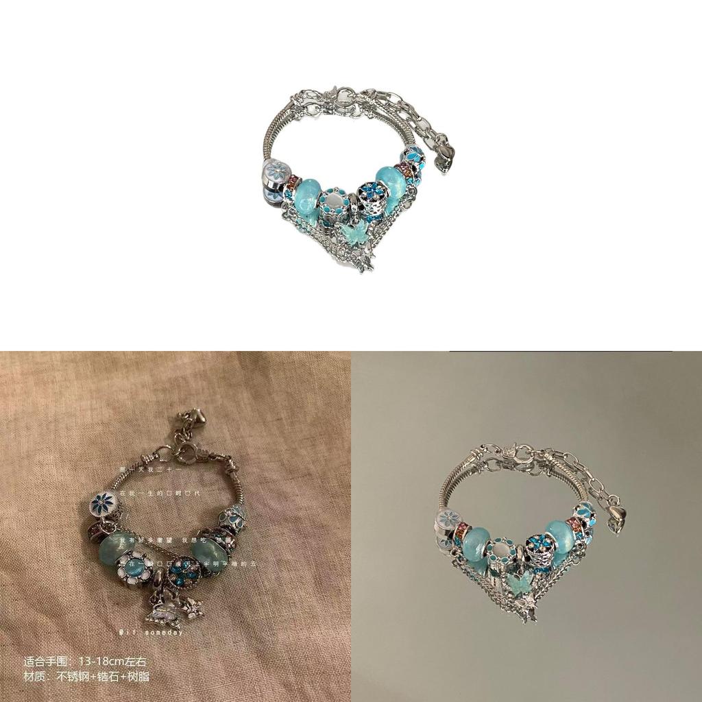 Schmetterlings-Charms Perlenarmband Für Damen und Herren Mit Vintage Silberfinish Als ReiseGeschenk