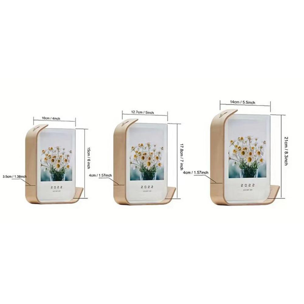 Walnut Beech Creative Photo Frame Set Acrylic U Shape Transparent Frames 10X15 14X21cm Desktop Wood Pictures Photo Card Holder