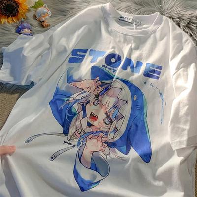 Kawaii Y2K Cute Anime T-shirt Loose Girl Fashion Print O-neck Short-sleeved Oversized T-shirt Pullover