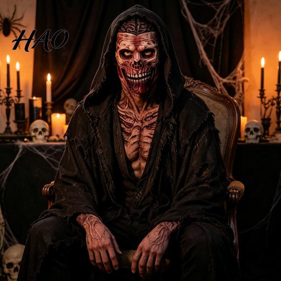 Horror Haunted House Prop Scary Zombie Head Masque, Adults Latex Full Hood Theme Carnival Masquerade Masque Realistic Creepy Skeleton Halloween