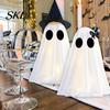 Saisonale Feiertagsdekoration Halloween Geist Dekoration, Leuchtend mit Hexenhut/Schleife, Dekoration Spukhaft Stehend für Veranda Hof Außenparty