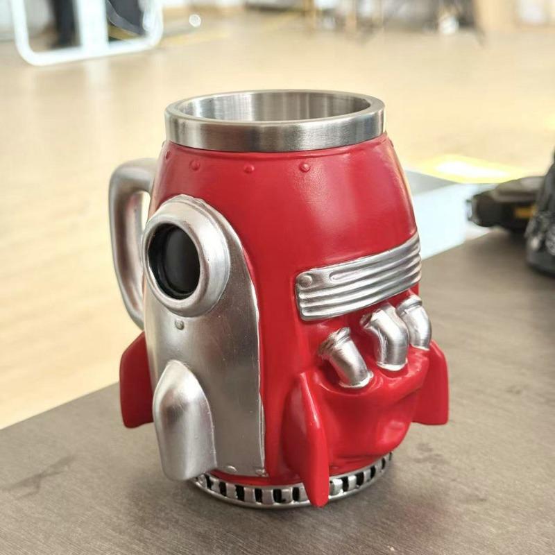 1Pcs Rocket Coffee Cup, Creative Resin Stainless Steel Water Cup, Spacecraft Mug, Milk Cup
