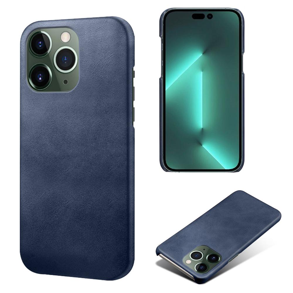 

For iPhone 15 Pro PU Leather+PC Phone Case Calf Texture Shockproof Cover Blue