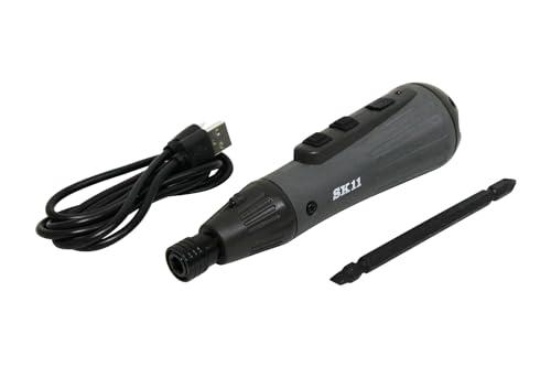 SK11 Wiederaufladbarer Doppel-Schraubendreher, Elektrischer und Kurbel-Doppelantrieb, USB-Ladung, SDV-DUO-GR/BK, Grau