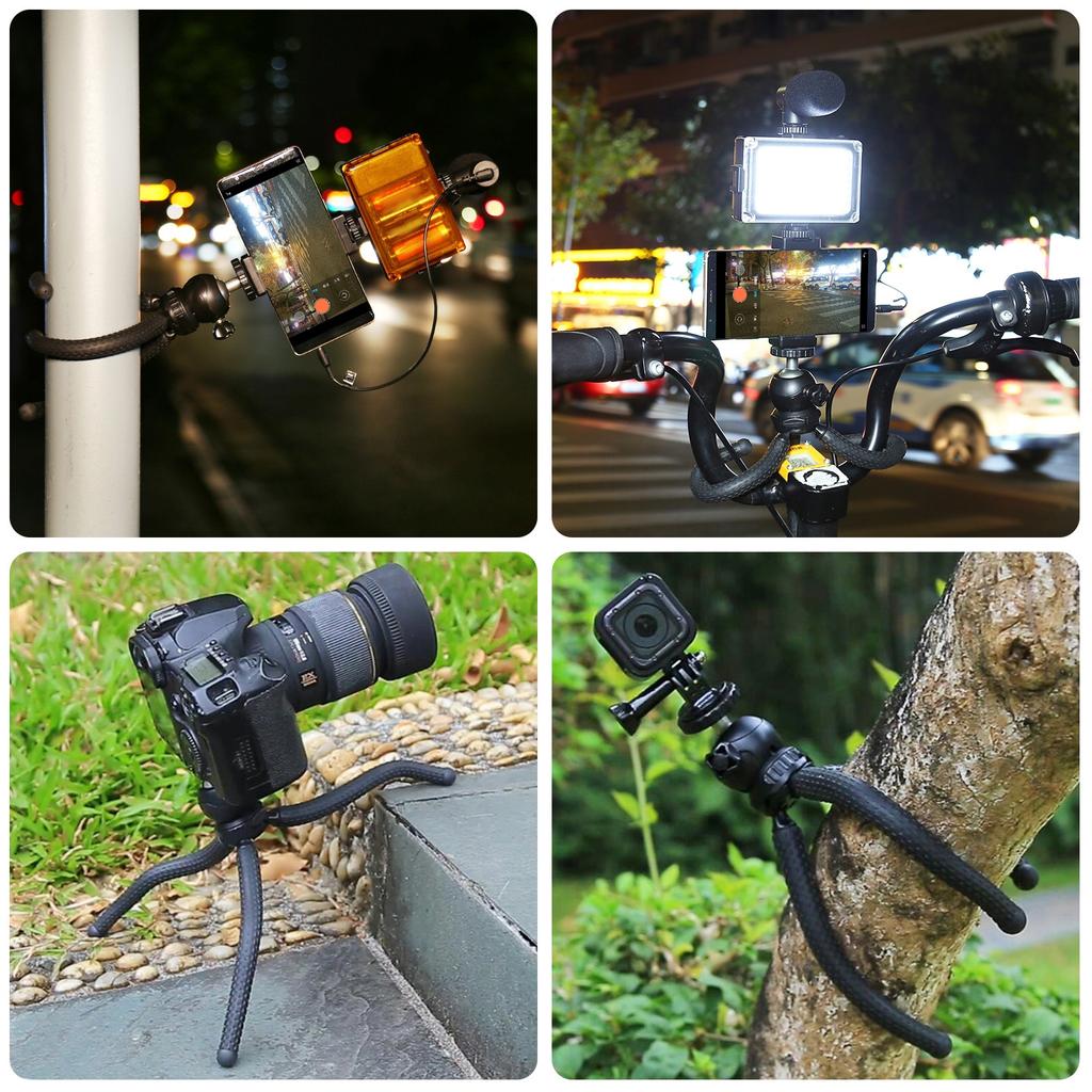 Smartphone Vlog Kit Flexible Tripod and Cardioid Microphone as well as Extendable Phone and BI Color LED Light with   Brightness for Live Str
