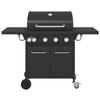 Gas Barbecue Grill with 5 Burners Black Powder-coated Steel