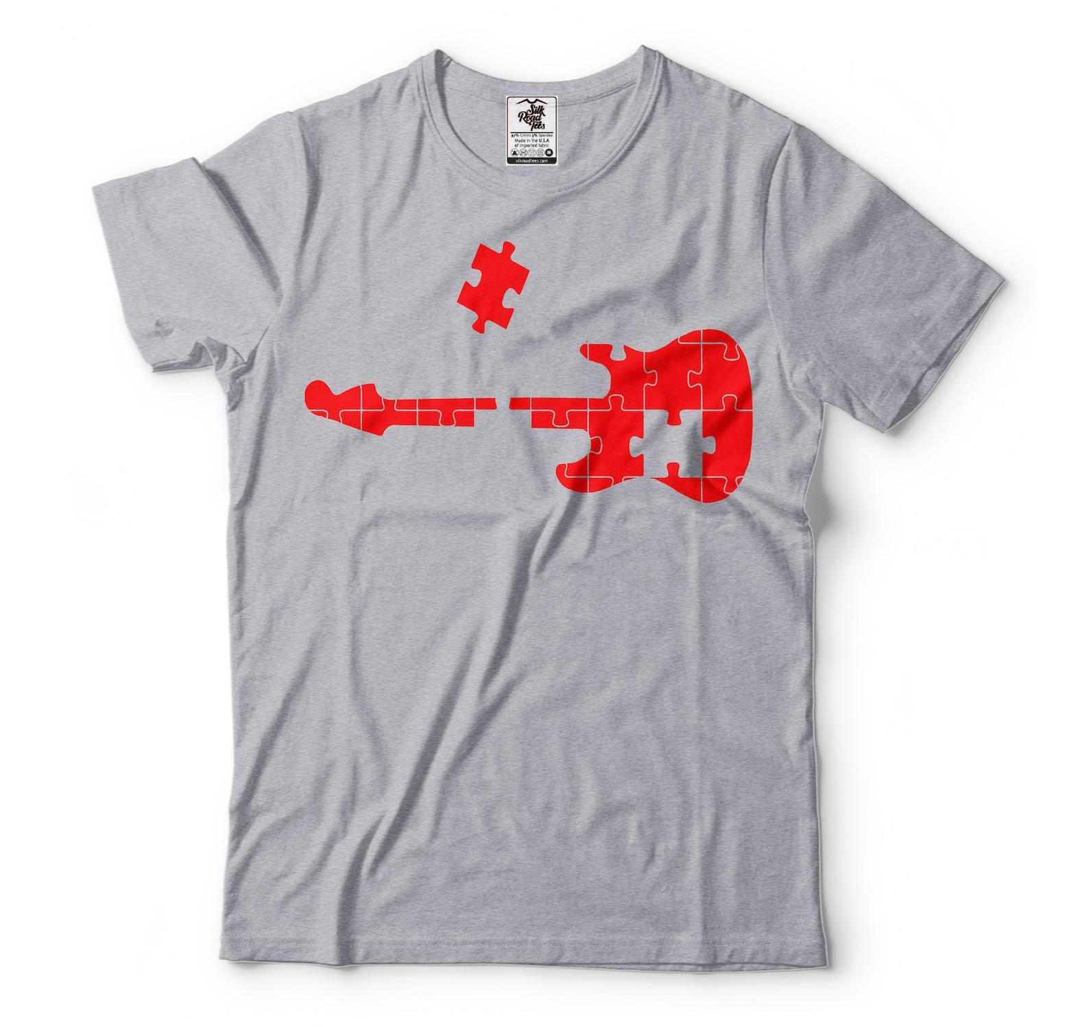 Autism Awareness Guitar T-Shirt: Puzzle Piece Design 4XL