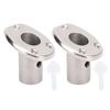2pcs Deck Flush Base Flag Pole Socket 316 Stainless Steel 30 Degree Slanted Flush Mount Fishing Rod Holder for Boats