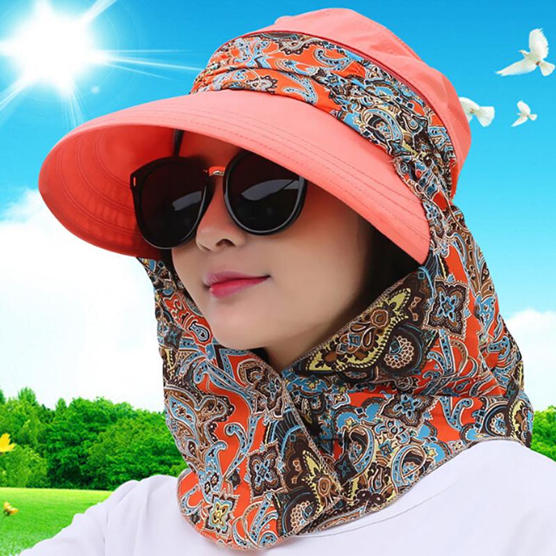 Women Foldable Anti-Uv Sun Hat Face Protection Hats Wide Big Brim Summer