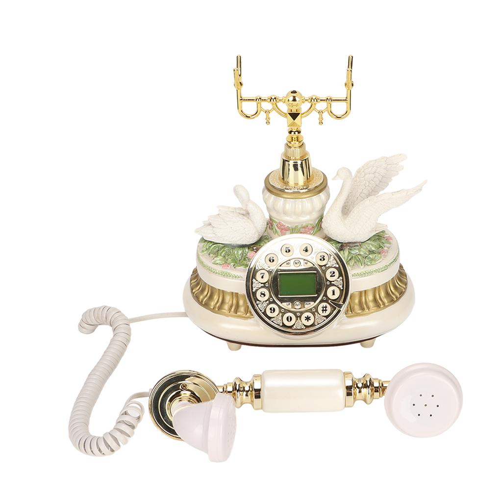 Antikes Telefon, klassisches europäisches altmodisches Drehtelefon, festes digitales Vintage-Festnetztelefon