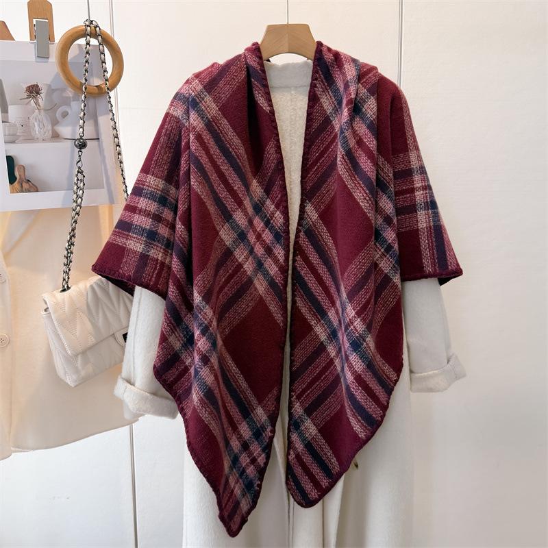Plaid scarf women's triangle scarf scarf fashionable warm light luxury versatile commuter imitation cashmere autumn and winter new shawl