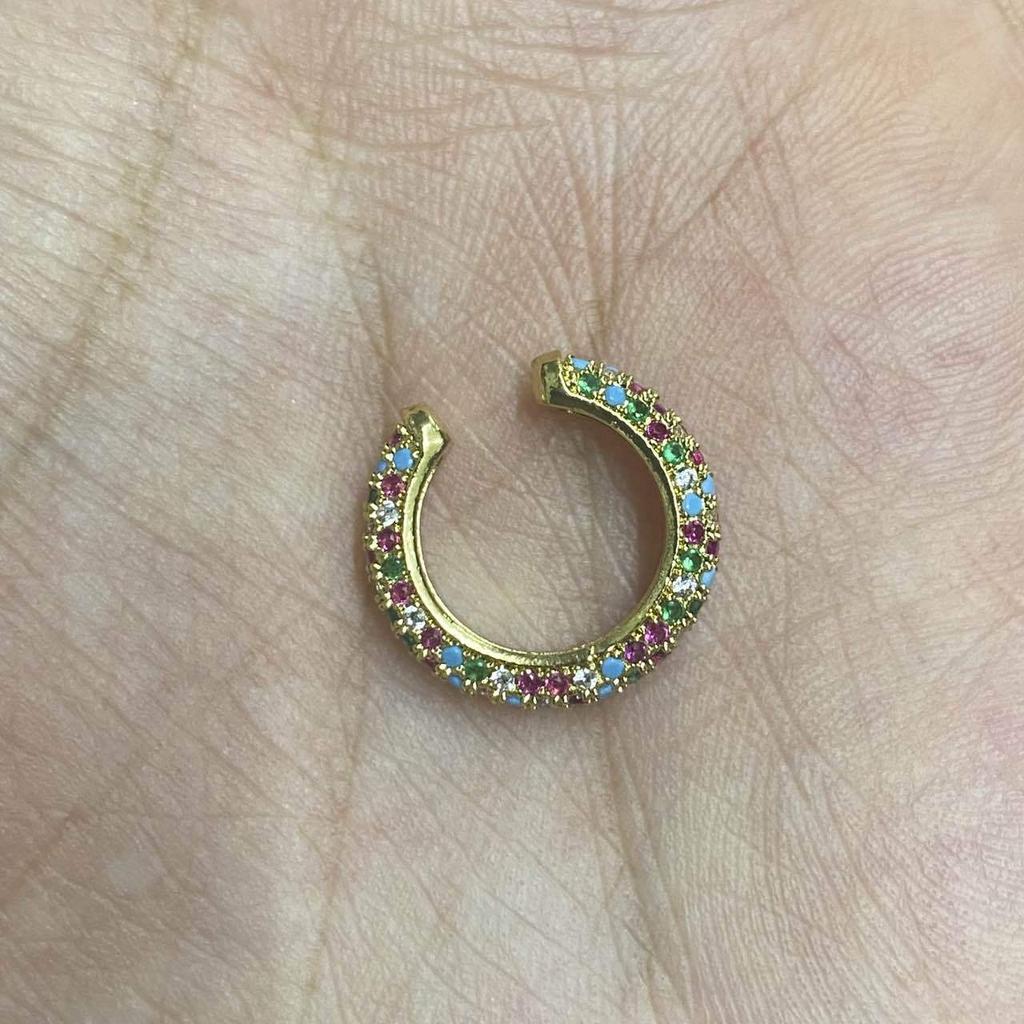 Bead Buckle Jewelry Micro-Inlaid Colored Diamond Ear Bone Clip Color Zirconium Simple Ear Clip Earrings Copper 18K Gold-Plated Ve131