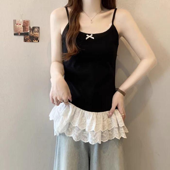 

Женская майка без рукавов с кружевной отделкой в балетном стиле - Коллекция весна/лето Extra Large чёрный