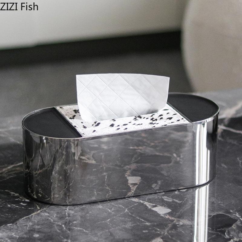Minimalism Stainless Steel Tissue Box Coffee Table Desk Decoration Creative Silver Tissue Box Bedside Table Paper Towel Case