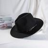 Vintage Felt Fedora Hats with Belt Buckle for Men & Women Wide Brim Outback Hat Panama Jazz Hat Cowboy Hat